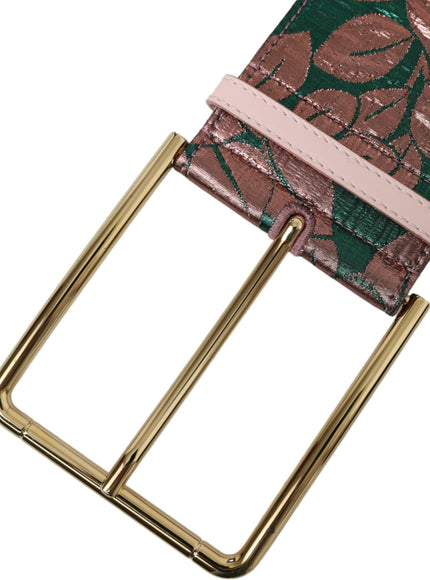 Dolce & Gabbana Multicolor Floral Jacquard Lurex Gold Buckle Belt - Ellie Belle