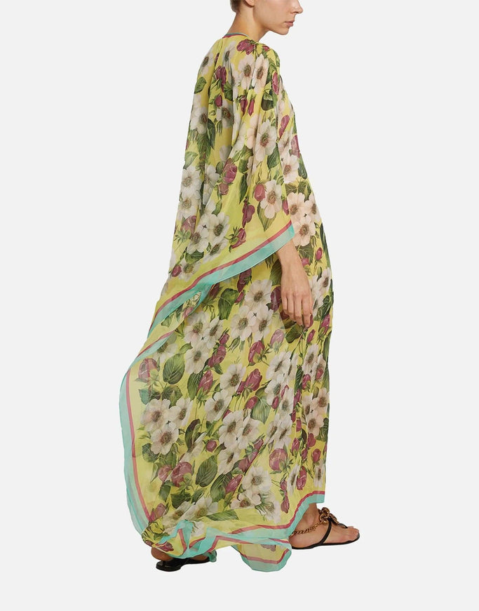 Dolce & Gabbana Multicolor Floral Silk Kaftan Maxi Dress - Ellie Belle