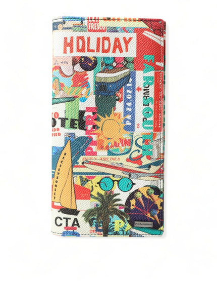 Dolce & Gabbana Multicolor Holiday Print Leather Long Bifold Card Holder Wallet - Ellie Belle