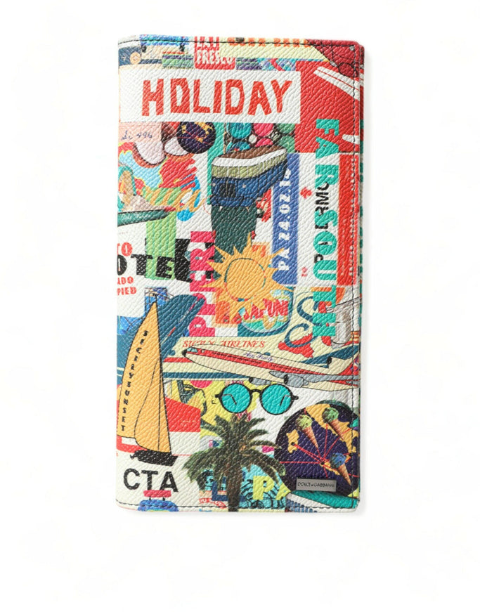 Dolce & Gabbana Multicolor Holiday Print Leather Long Bifold Card Holder Wallet - Ellie Belle