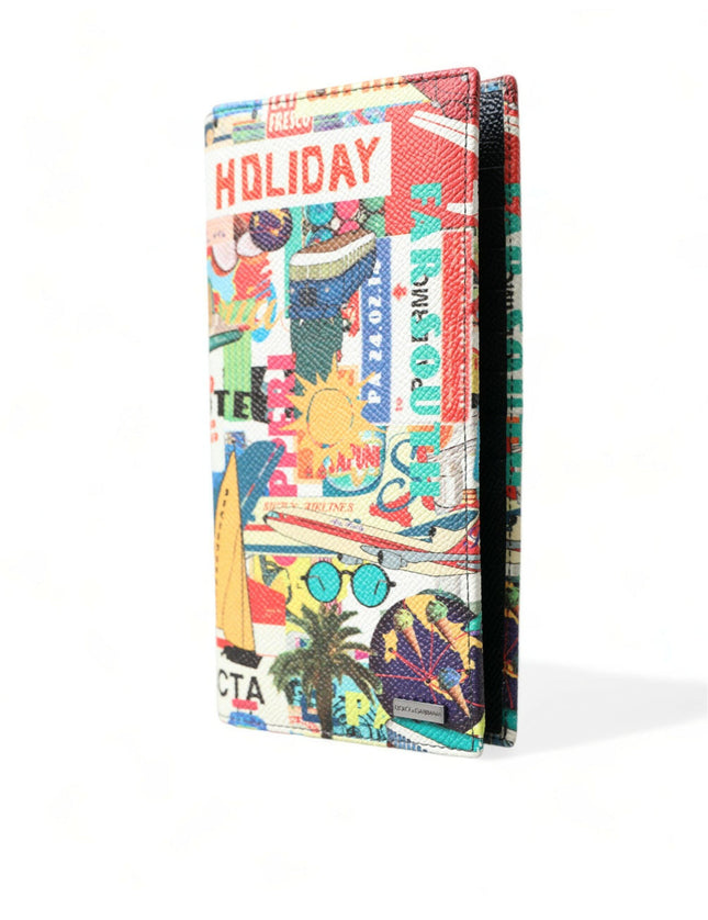 Dolce & Gabbana Multicolor Holiday Print Leather Long Bifold Card Holder Wallet - Ellie Belle