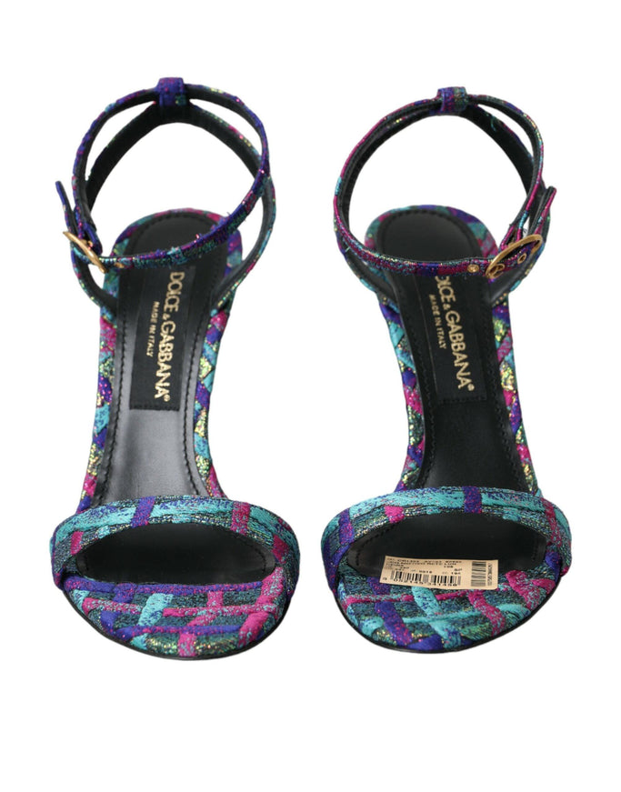 Dolce & Gabbana Multicolor Jacquard Crystals Sandals - Ellie Belle