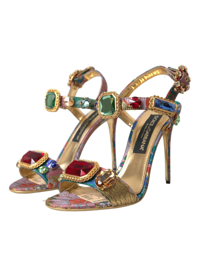 Dolce & Gabbana Multicolor Jacquard Jeweled Sandals - Ellie Belle