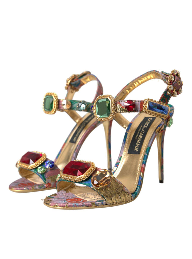 Dolce & Gabbana Multicolor Jacquard Jeweled Sandals - Ellie Belle