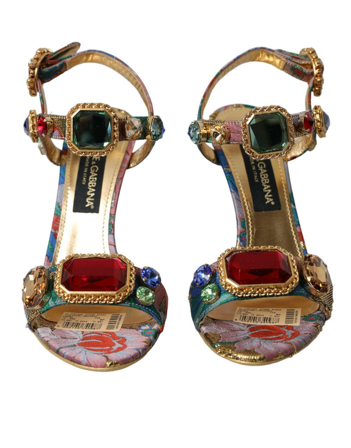 Dolce & Gabbana Multicolor Jacquard Jeweled Sandals - Ellie Belle