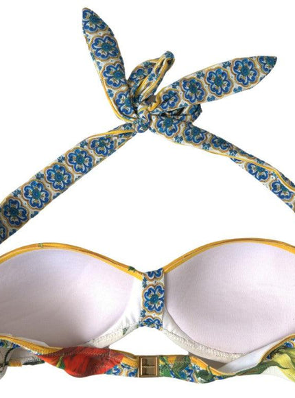 Dolce & Gabbana Multicolor Majolica Swimwear Two Piece Bikini Set - Ellie Belle