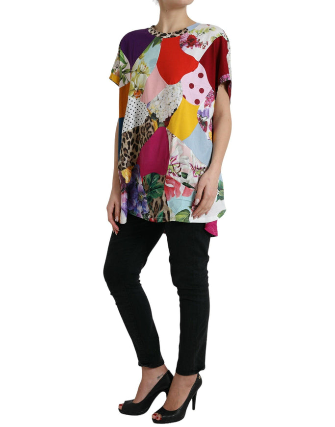 Dolce & Gabbana Multicolor Patchwork Cotton Silk Blouse Top - Ellie Belle