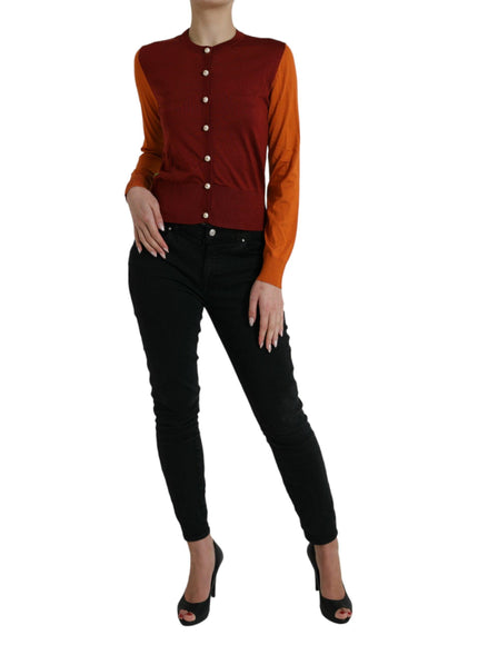 Dolce & Gabbana Multicolor Silk Crewneck Cardigan Sweater