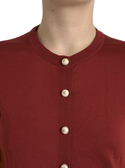 Dolce & Gabbana Multicolor Silk Crewneck Cardigan Sweater