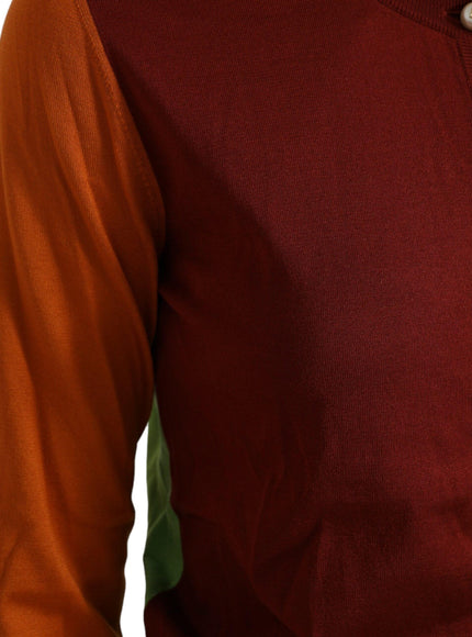 Dolce & Gabbana Multicolor Silk Crewneck Cardigan Sweater