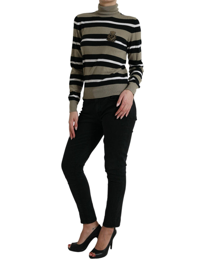 Dolce & Gabbana Multicolor Stripe Wool Logo Pullover Sweater - Ellie Belle