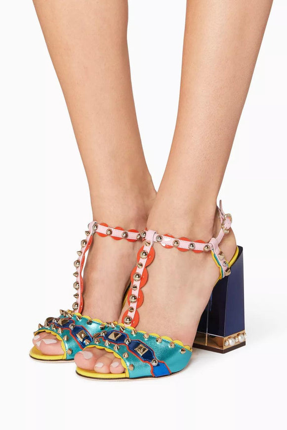 Dolce & Gabbana Multicolor Stud-Embellished Sandals - Ellie Belle