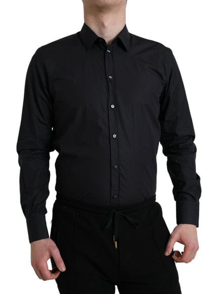 Dolce & Gabbana Navy Blue Cotton Collared Formal Dress Shirt - Ellie Belle