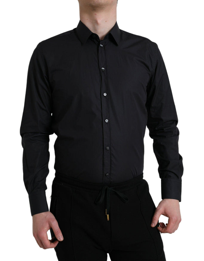 Dolce & Gabbana Navy Blue Cotton Collared Formal Dress Shirt - Ellie Belle