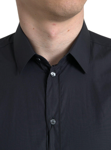 Dolce & Gabbana Navy Blue Cotton Collared Formal Dress Shirt - Ellie Belle