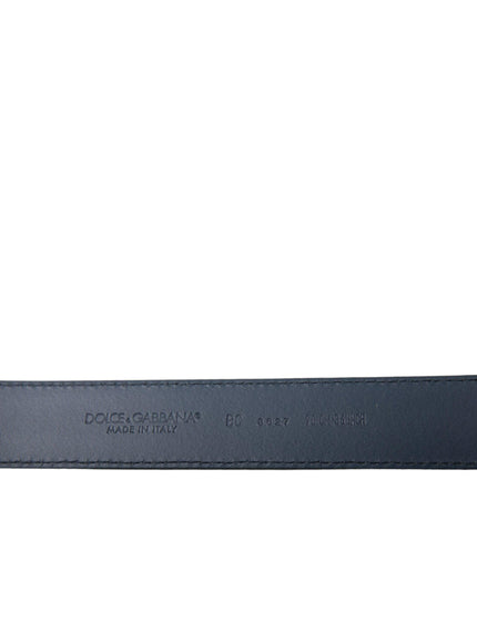 Dolce & Gabbana Navy Blue Leather Silver Metal Buckle Belt - Ellie Belle