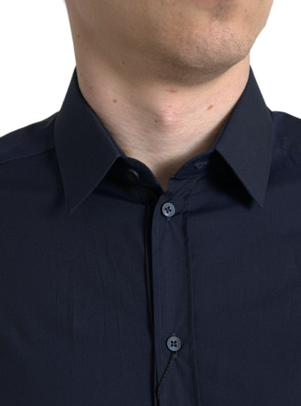 Dolce & Gabbana Navy Blue Slim Fit Formal GOLD Dress Shirt - Ellie Belle