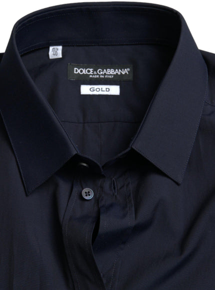 Dolce & Gabbana Navy Blue Slim Fit Formal GOLD Dress Shirt - Ellie Belle