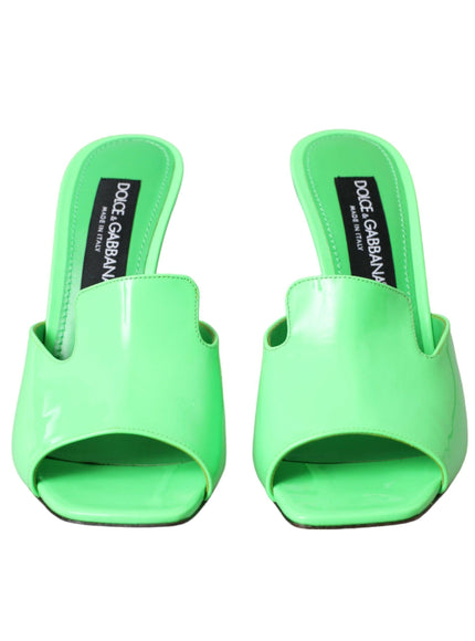 Dolce & Gabbana Neon Green Logo Heel Sandals - Ellie Belle