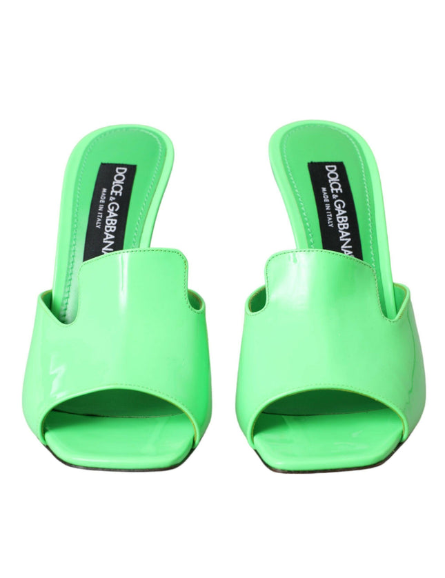 Dolce & Gabbana Neon Green Logo Heel Sandals - Ellie Belle