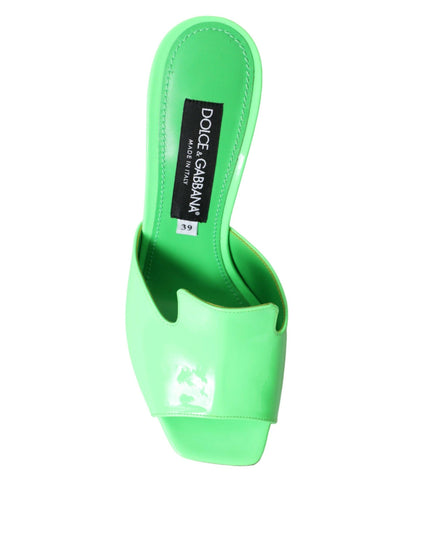 Dolce & Gabbana Neon Green Logo Heel Sandals - Ellie Belle