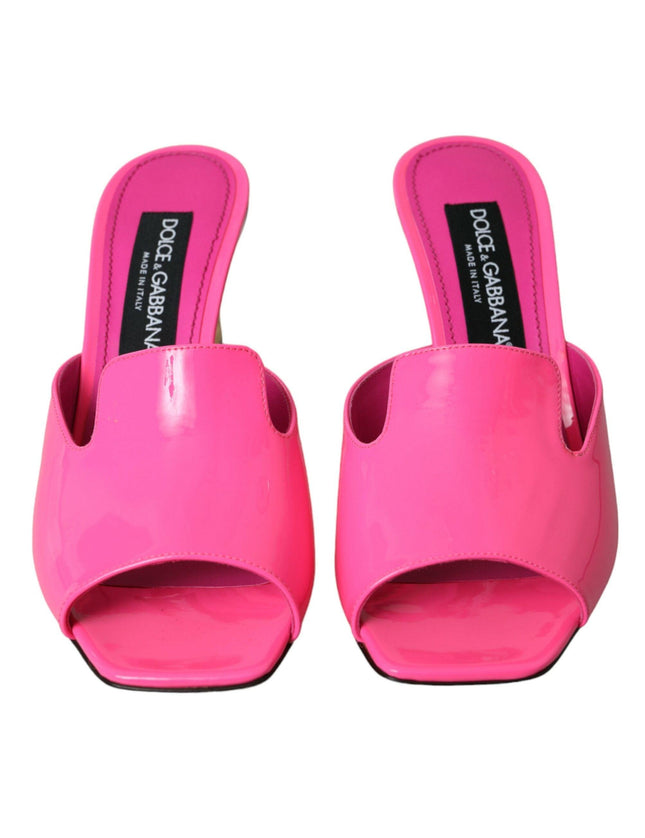 Dolce & Gabbana Neon Pink Leather Logo Sandals - Ellie Belle