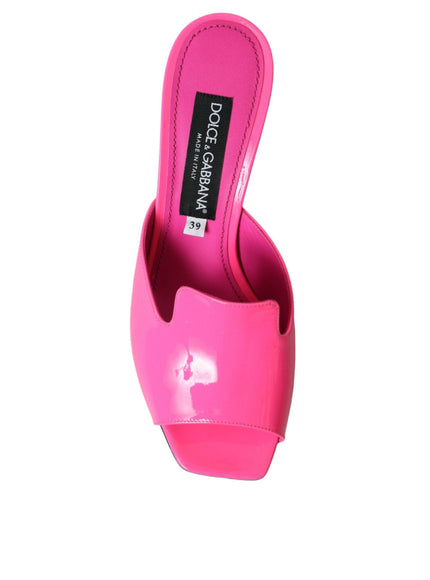 Dolce & Gabbana Neon Pink Leather Logo Sandals - Ellie Belle