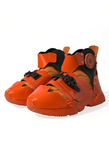 Dolce & Gabbana Orange Multi Panel Chunky High Top Sneakers Shoes - Ellie Belle