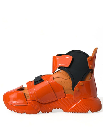 Dolce & Gabbana Orange Multi Panel Chunky High Top Sneakers Shoes - Ellie Belle