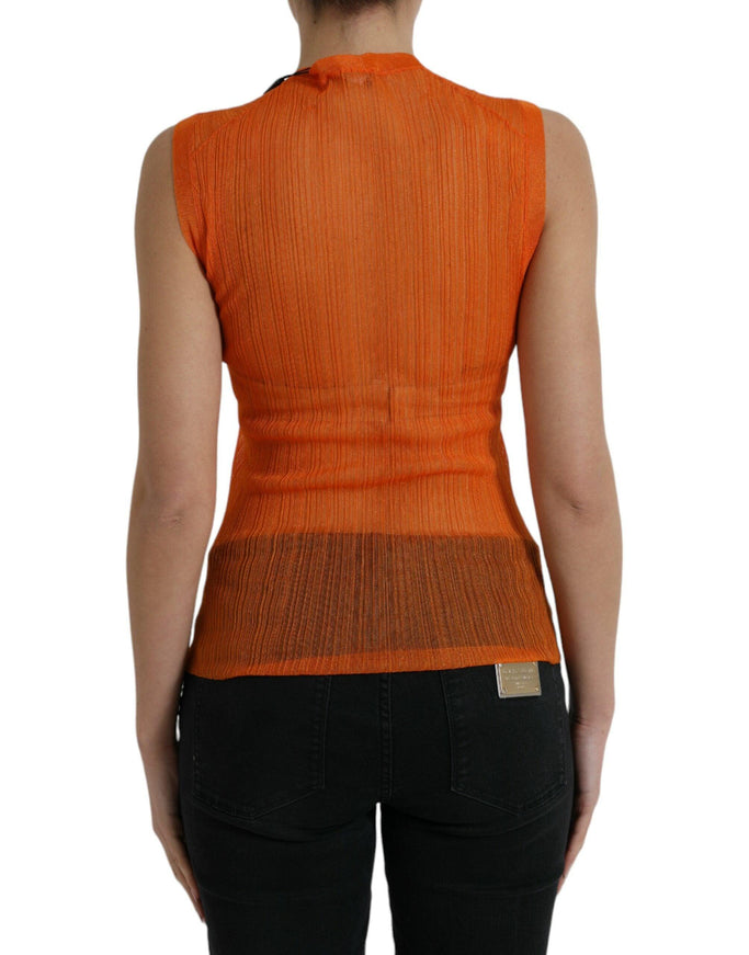 Dolce & Gabbana Orange See Through Crew Neck Blouse Tank Top - Ellie Belle