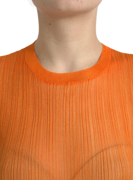 Dolce & Gabbana Orange See Through Crew Neck Blouse Tank Top - Ellie Belle