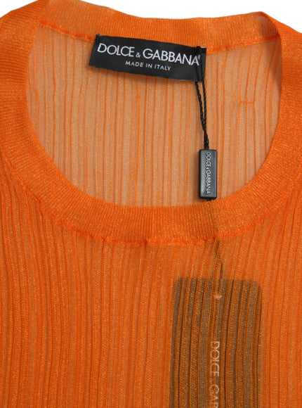 Dolce & Gabbana Orange See Through Crew Neck Blouse Tank Top - Ellie Belle