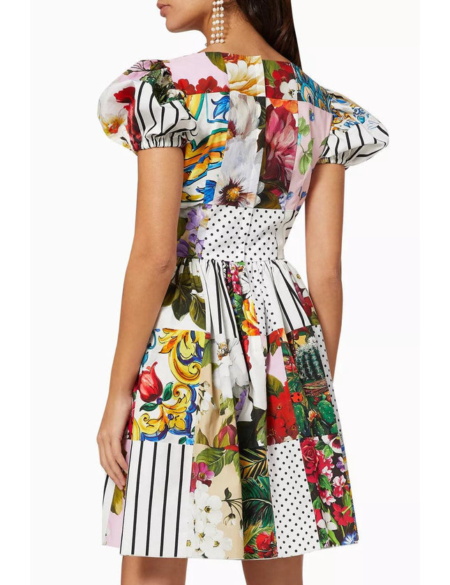 Dolce & Gabbana Patchwork Cotton Poplin Dress - Ellie Belle