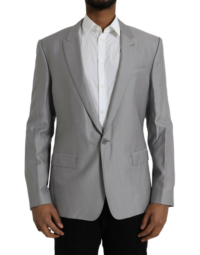 Dolce & Gabbana Peak One Button Blazer In Gray - Ellie Belle