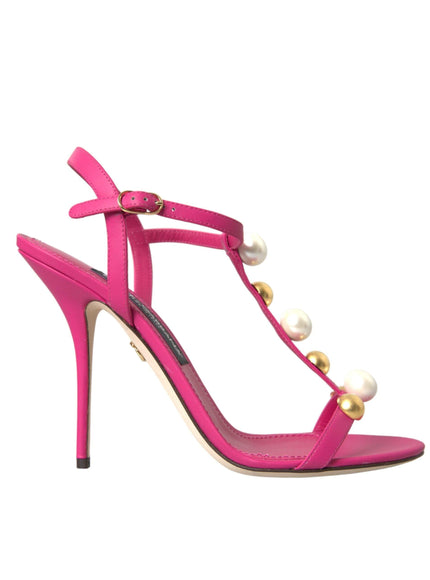 Dolce & Gabbana Pink Embellished Ankle Sandals - Ellie Belle