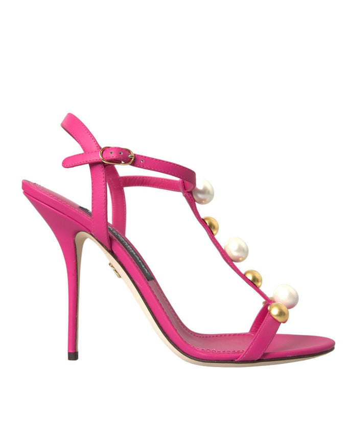 Dolce & Gabbana Pink Embellished Ankle Sandals - Ellie Belle