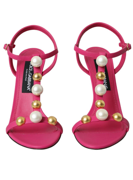 Dolce & Gabbana Pink Embellished Ankle Sandals - Ellie Belle