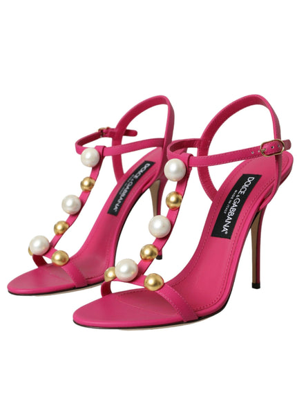 Dolce & Gabbana Pink Embellished Ankle Sandals - Ellie Belle