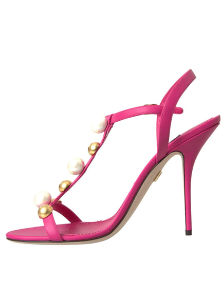 Dolce & Gabbana Pink Embellished Ankle Sandals - Ellie Belle