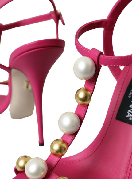 Dolce & Gabbana Pink Embellished Ankle Sandals - Ellie Belle