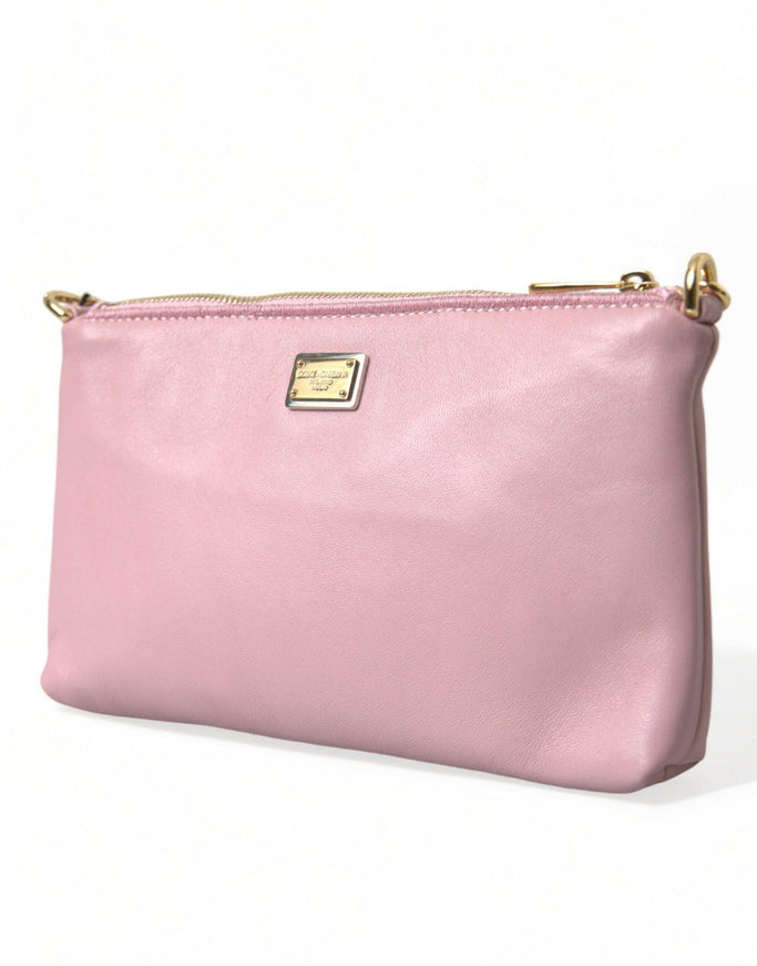 Dolce & Gabbana Pink Floral Embroidered Leather Chain Clutch Bag - Ellie Belle