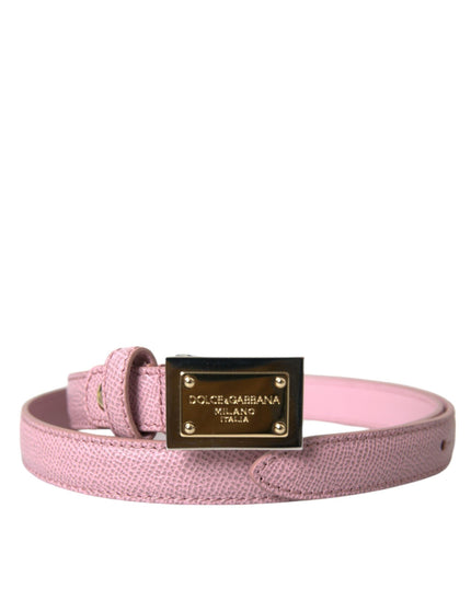 Dolce & Gabbana Pink Leather Gold Buckle Belt - Ellie Belle