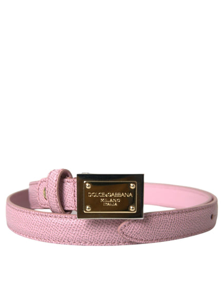 Dolce & Gabbana Pink Leather Gold Buckle Belt - Ellie Belle