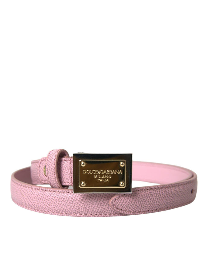 Dolce & Gabbana Pink Leather Gold Buckle Belt - Ellie Belle