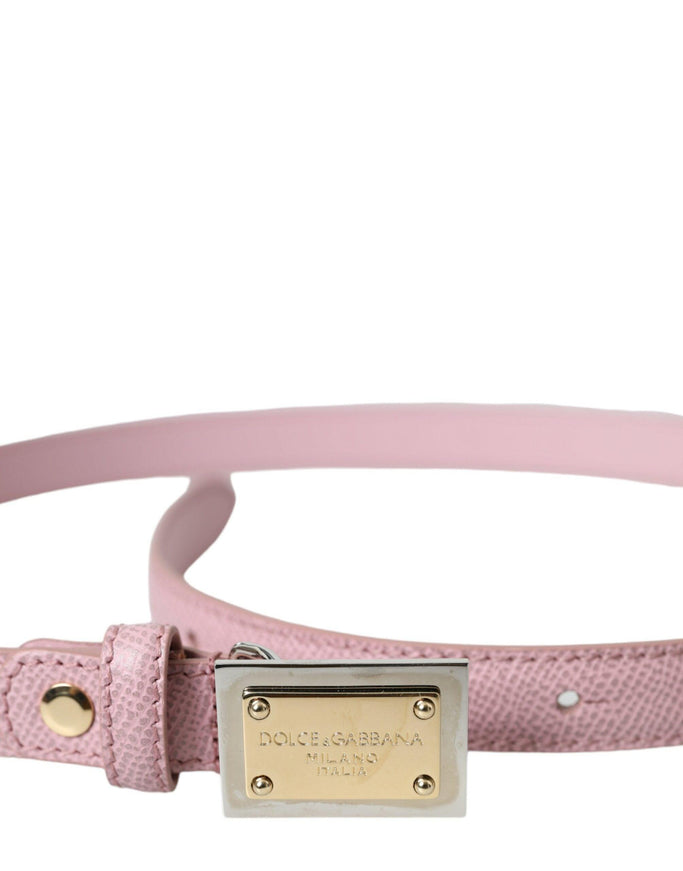 Dolce & Gabbana Pink Leather Gold Buckle Belt - Ellie Belle