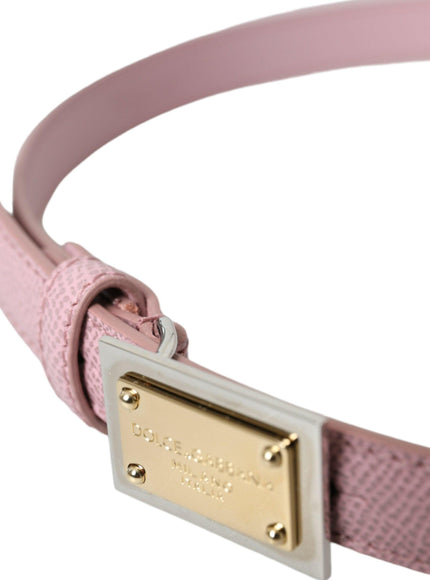 Dolce & Gabbana Pink Leather Gold Buckle Belt - Ellie Belle