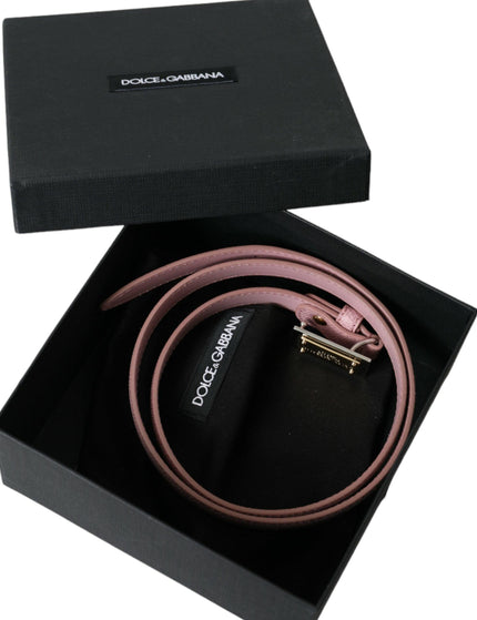 Dolce & Gabbana Pink Leather Gold Buckle Belt - Ellie Belle