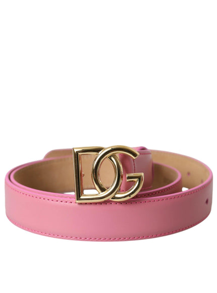 Dolce & Gabbana Pink Leather Logo Metal Buckle Belt - Ellie Belle