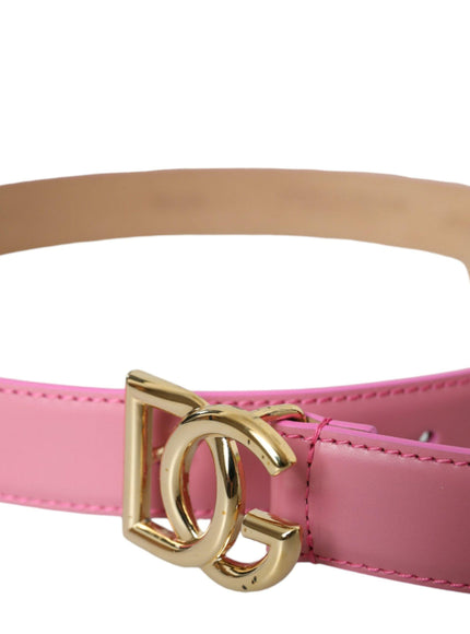 Dolce & Gabbana Pink Leather Logo Metal Buckle Belt - Ellie Belle