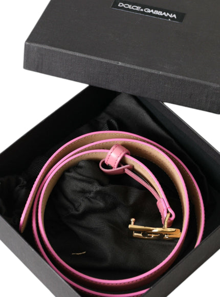 Dolce & Gabbana Pink Leather Logo Metal Buckle Belt - Ellie Belle